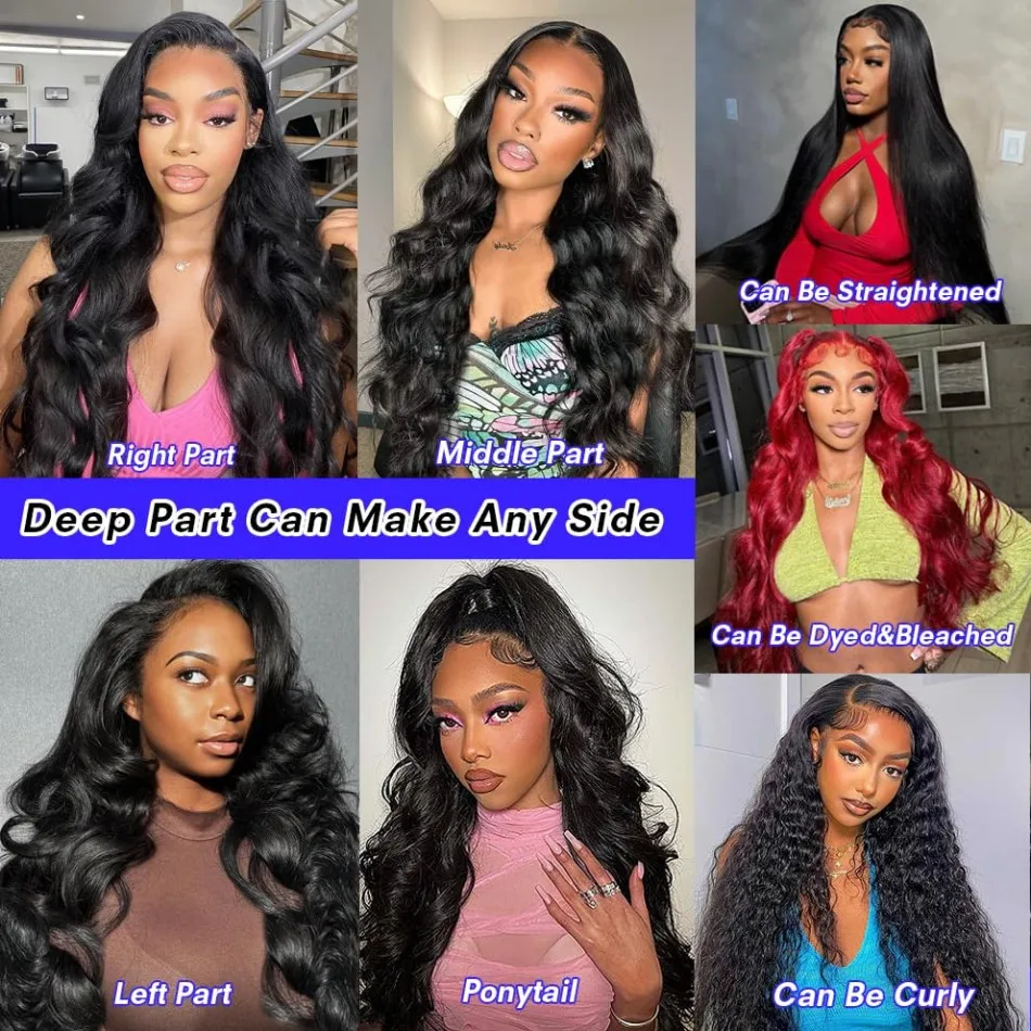 Body Wave Human Hair Wigs 13x6 Hd Lace Frontal Wigs 220 Density 40 Inch For Black Women Pre Plucked Loose Wave Lace Frontal Wig 5