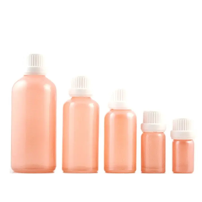 

5ml 10ml 15ml 20ml 30ml 50ml 100ml Pink Glass Empty Bottle Anti theft Cap Cosmetic Packaging Essential Oil Refillable Vial 15pcs