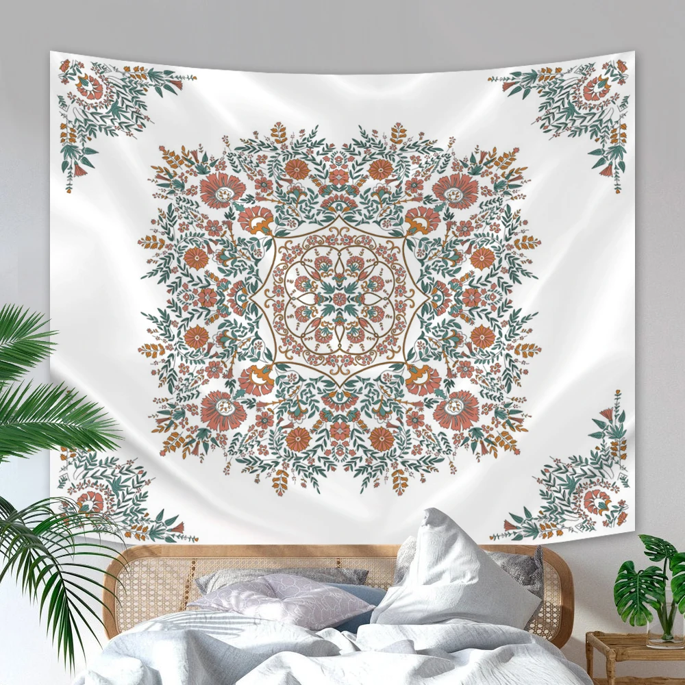 

Mandala Tapestry Wall Hanging Flower Psychedelic Tapestry Wall Hanging Decor for Living Room Bedroom Bohemian Plant Print