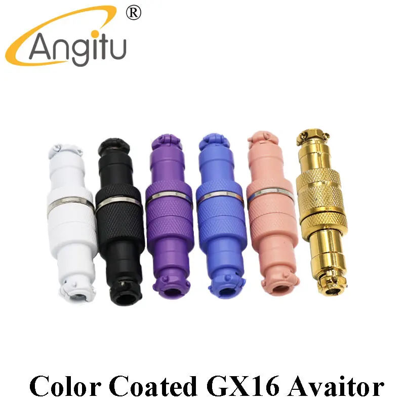 Angitu Colored GX16 Aviator 4-Pin Aviation Socket Plug Set - Male and Female Connectors in White, Black, Blue, Purple Description Image.This Product Can Be Found With The Tag Names Aviation socket, Computer Cables Connecting, Computer Peripherals, PC Hardware Cables Adapters