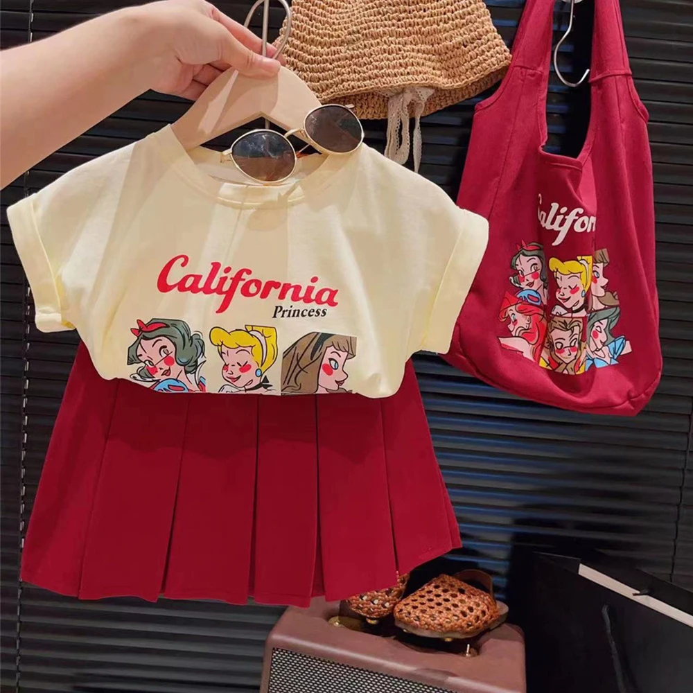 thumbnail image 2 of Conjunto de Top y falda de 2 piezas para niños, Camiseta estampada de Disney para niña, vestido de princesa Kawaii JK, uniformes informales para niña Bebé y Estudiante, 2 of 5