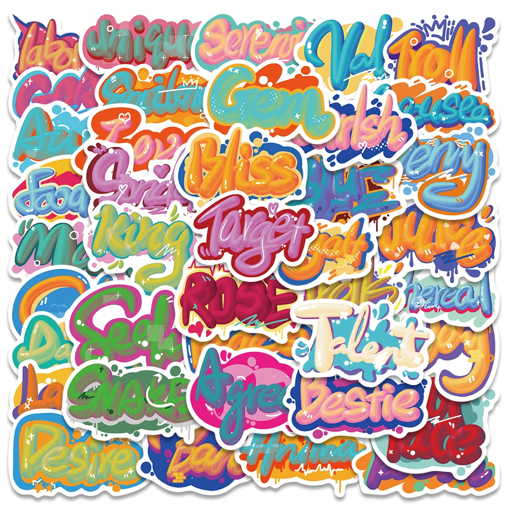 40pcs Colorful 3D English Motivational Phrase Stickers For Luggage Guitar Phone Waterproof Graffiti Laptop Decals 10 30 50pcs self love english phrase doodle stickers diy travel guitar phone laptop cool waterproof graffiti decal sticker