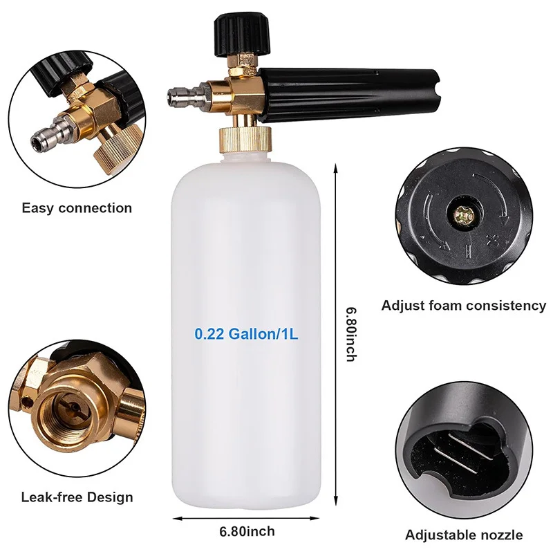 4350psi High Pressure Washer with Copper Foam Cannon - Copper Gun Head 5 Nozzles 1/4 QC 4