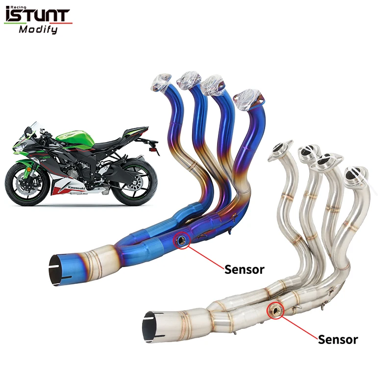 Full System Motorcycle Exhaust Escape Moto For Kawasaki ZX6R 636 2009 - 2022 stainless steel Modify Connect Front Mid Link Pipe - Image 2