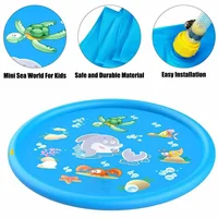 Tapis d'arrosage gonflable pour enfants, 100/170cm, tapis de pulvérisation de plage, jouet de jeu en plein air, tapis de piscine pour pelouse, jouets pour enfants 5