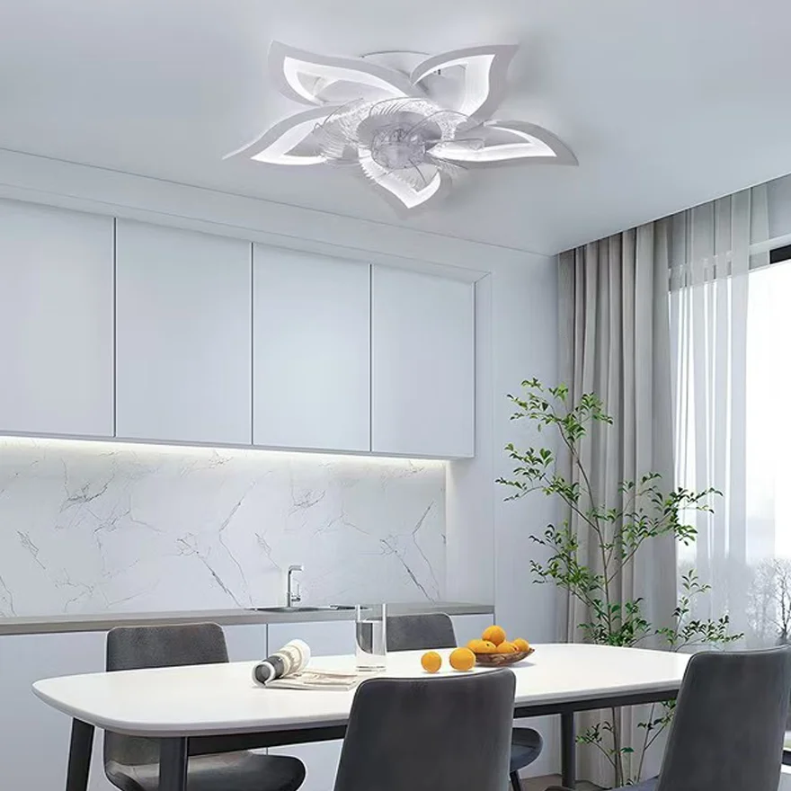 Modern ceiling fan with remote control LED light intelligent mute suitable for bedroom, living room, home decoration