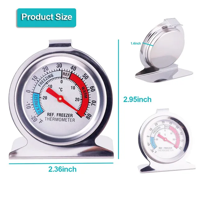 2/4/16pcs Refrigerator Freezer Thermometer with Large Dial & Red Indicator 4