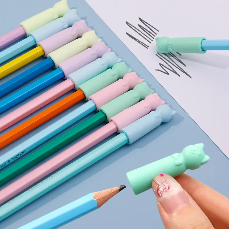 1-20pcs Cartoon Eraser Caps Pencil Erasers Toppers Cute Cat Erasers Kids Student School Stationery Supplies Pen Head Sleeves Pencil Eraser Eraser Pen Plasticine Eraser Eraser Refillable Pen Biscuit Eraser Kneadable Eraser Retractable Eraser