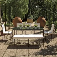 Outdoor Open-air Wrought Iron Sofa Nordic Simple Garden Furniture Sets Leisure Sofa Villa Pavilion Patio Rainproof Table Chairs