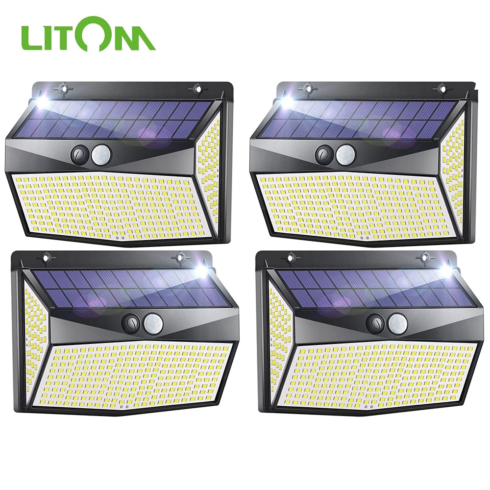 best solar lights LITOM 318 LED Solar Lamp Outdoor LED Solar Light 3 Modes Solar Motion Sensor Lamp Solar Sunlight Street Light Garden Decoration bright solar lights