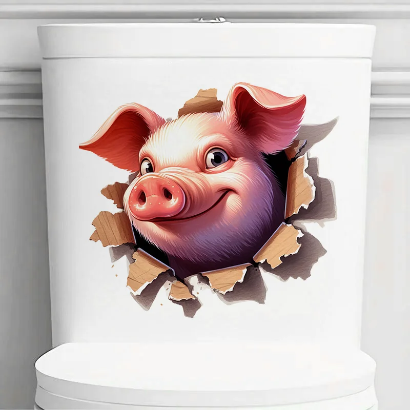 90856# 3D Cute Pig Wall Decal Reusable Sticker for Living Room Aesthetic Room Decoration Easy to Beautify Your Home