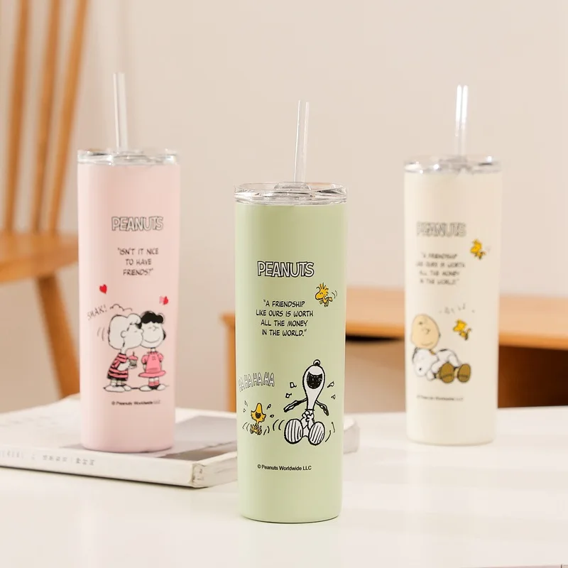 Snoopy Woodstock Charlie Brown Kawaii Insulation Cup Female Belly Cup Water  Cup Children Students Large Capacity Straw Cup - AliExpress