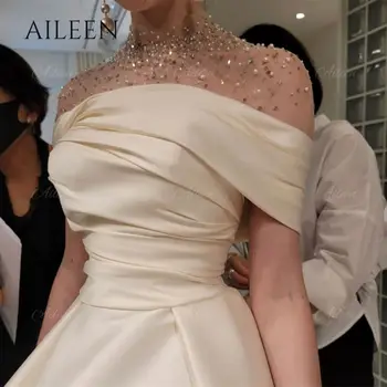 Aileen A-line Dresses for Women Party Wedding Evening Dresses Luxury 2023 Satin Champagne Prom Dress 2023 Grace Ball Gown Robe 1