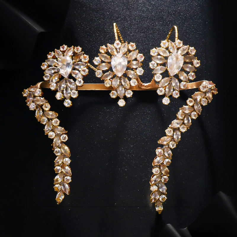 Vintage Flower Bracelet for Women Adjustable Three-Finger Open Ring Jewelry 5A Cubic Zirconia Palm Cuff Bride Party Jewelry Gift 3