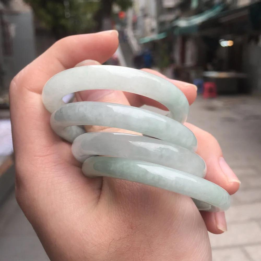 

40mm Natural Myanmar Bruma White Jade Jadeite Bangles Hand Child Children Baby Stone Bangle Bracelet Jewelry Bracelet