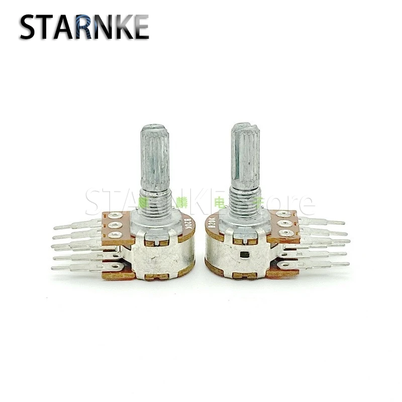 

2PCS Type 16 B20K Double 6-pin long-leg Power Amplifier Audio Speaker High And Low Gain Volume potentiometer, Handle Length 20mm