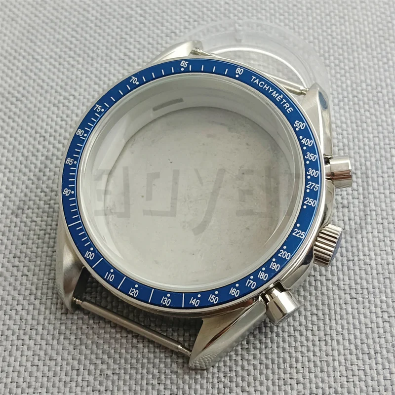 Silver Watch Case with Blue, Green, and Black Insert and Coated Glass - Quartz Chronograph Movement, Steel Bracelet, 40mm