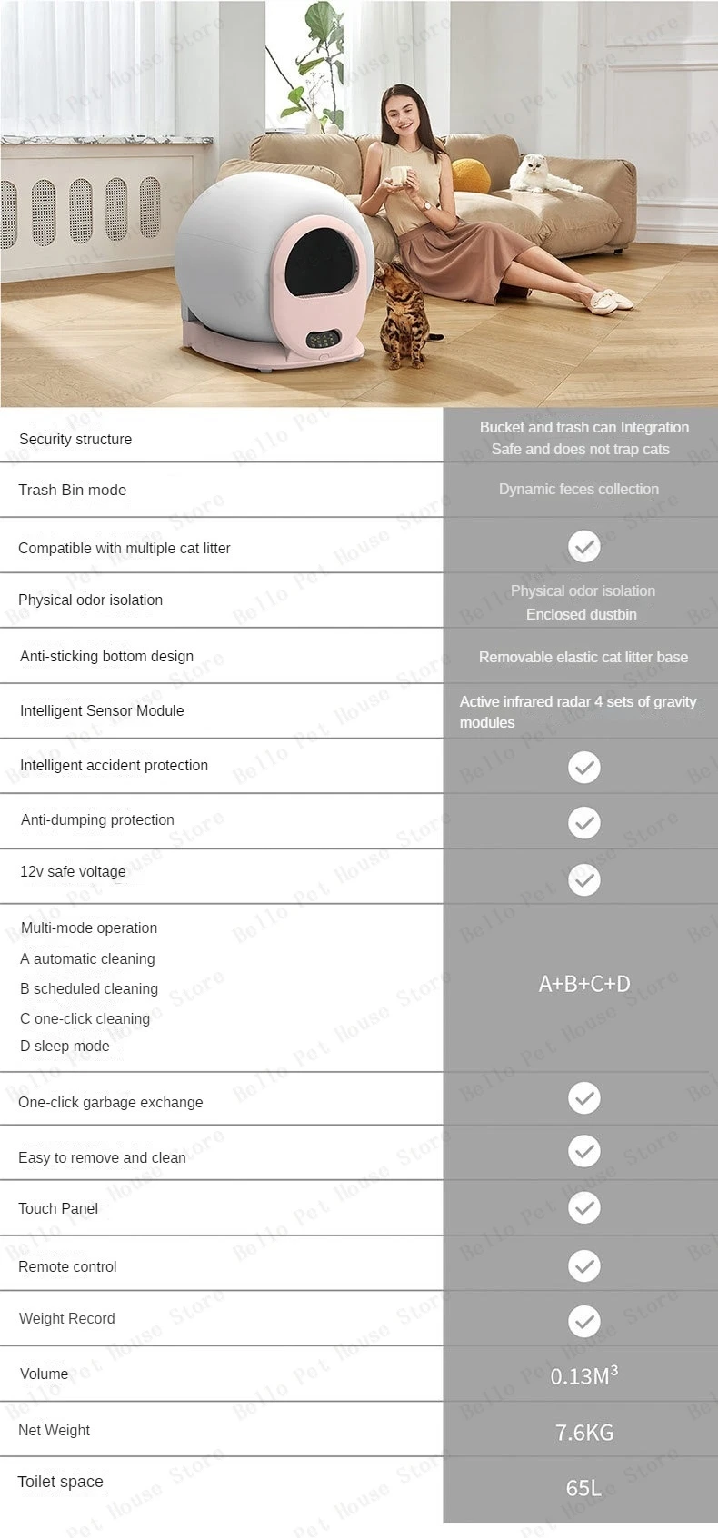 Litière pour chat automatique autonettoyante et anti-odeurs_voghion.com
