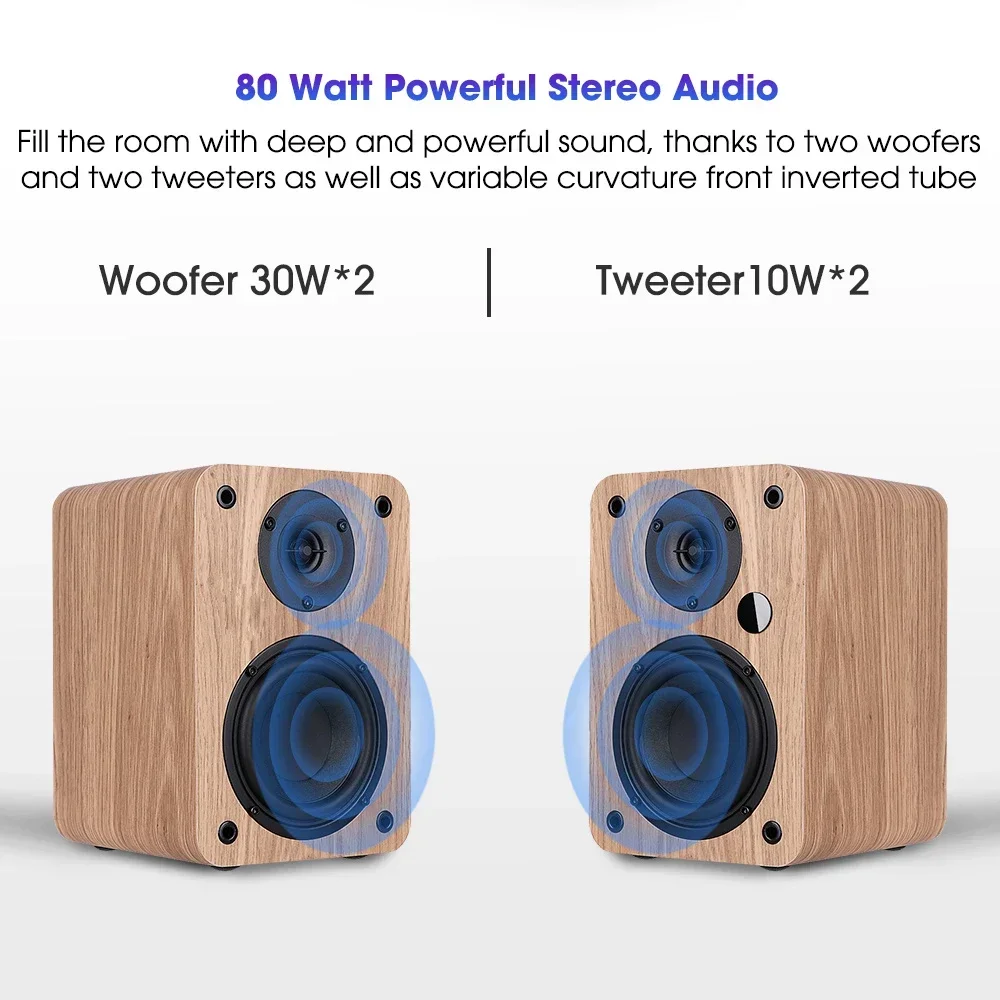 BESTISAN SR04 Active Bluetooth Speaker 80W 2.0 HiFi Home Theater Sound System For TV PC Subwoofer RCA/coaxial/optical /USB Input