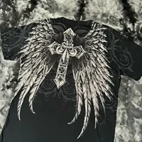 Y2K Affliction T Shirt Vintage Clothing Punk Hip Hop Graphic Print Oversized T shirt Women Round Neck Cotton Short Sleeve Tops - Image 2