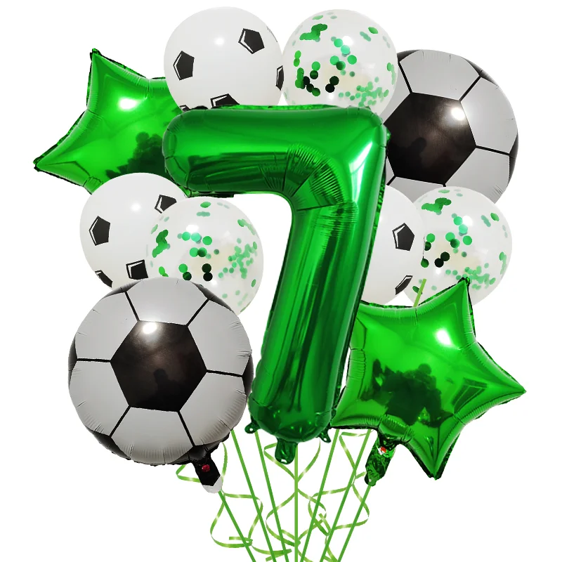 Helium Foil Soccer Balloons - 32-Inch Green Number Ball Sports Party Decorations