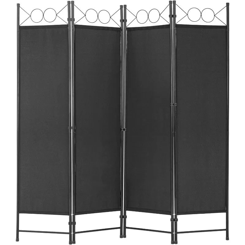 

4 Panel Room Divider 6.8FT Steel Frame Screen Folding Privacy Divider Freestanding Partition for Home Office Bedroom, Black