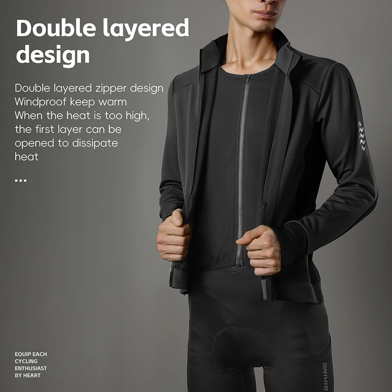WEST BIKING Men's Cycling Jersey Autumn Winter Thermal Cycling Jacket Windproof Warm Long Sleeve Coat Sportswear Bike Clothes
