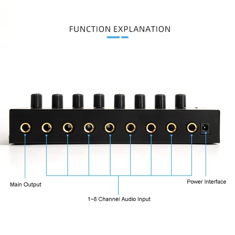 Ultra-Compact 8-Channel Headphone HA800 Stereo Amplifier Mixer Amplifier for Outdoor Performance Small Concert H8WD
