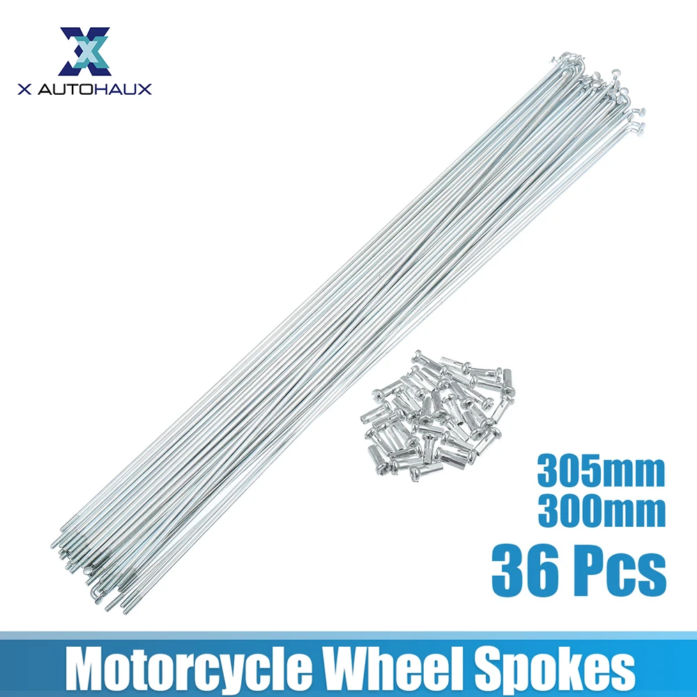 14G J Bend Bicycle Galvanized Spokes 300mm 305mm Spokes with Nipples 36pcs X Autohaux