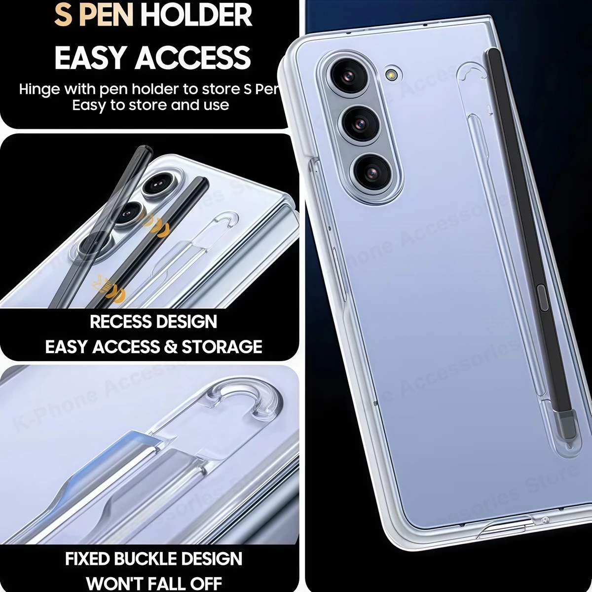 PC Transparent Case For Samsung Galaxy Z Fold 7 6 5 Shockproof Phone Hard Cover With Pen Slot For Samsung Z Fold6 Fold7 Fundas | Gaffar India