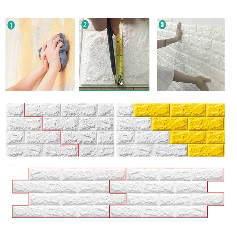 25pcs Self-Adhesive 3D Wall Stickers Wallpaper Panel Home Decor Living Room Bedroom Decoration Bathroom Kitchen House Stickers 5