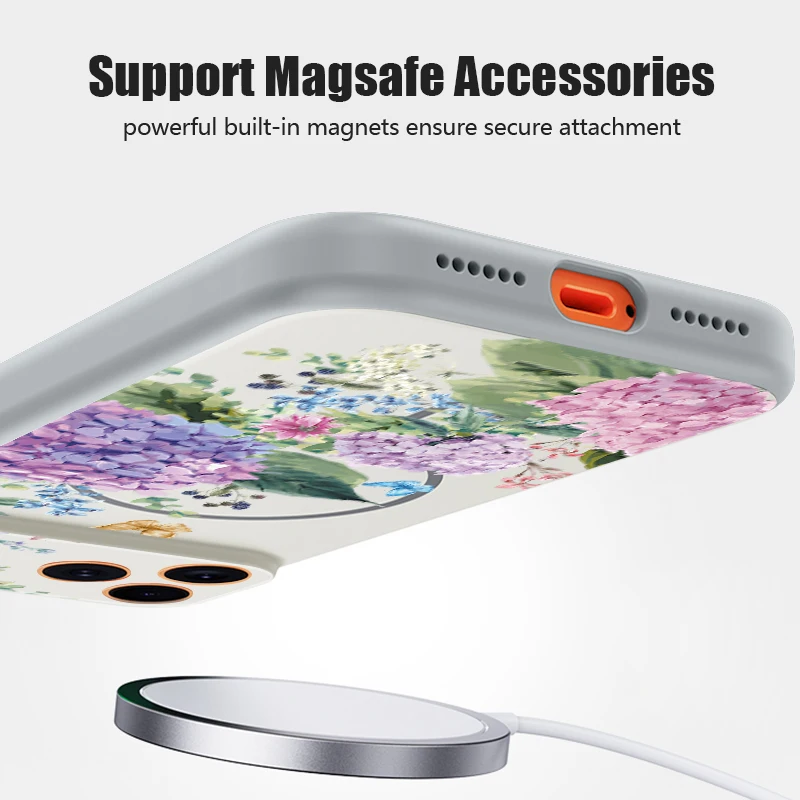 Purple Hydrangea Magnetic Floral Case with Skin-Feel Cover