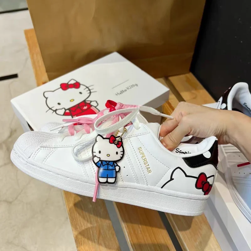 Sanrio Kawaii Anime Hello Kitty Cute Cartoon New Couple Casual Board Shoes Lace White Shoes Sports Shoes Birthday Gift