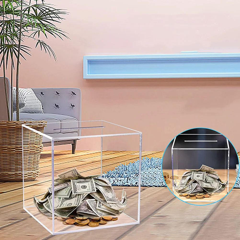 Transparent Money Box Acrylic Coin Bank Compact Saving Pot Home Accessories Desktop Piggy Bank Children Saving Container 3