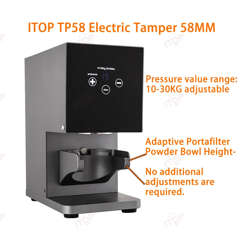 

ITOP TP58 Electric Tamper 58MM For Coffee Automatic Bean Powder Flat Press Maker Stainless Steel Tamper Coffee Tool 220V 110V