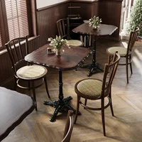 American Retro Cafe Solid Wood Table and Chair Combination Milk Tea Dessert Bakery Restaurant Commercial Dining Table and Chair 3