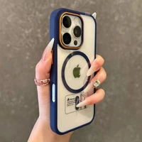 For Luxury Transparent Magsafe Magnetic Phone Case For iPhone 13 14 15 16 Pro Max 17 Air Bumper Protector On 14 Plus Clean Cover