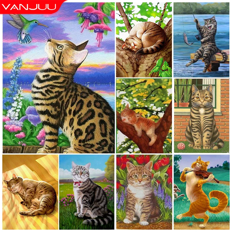 

Animal 5D Diamond Painting Cat Mosaic Animal Elephant Rhinestone Embroidery Full Drill Diamond Cross Stitch Kit Home Decor Gift