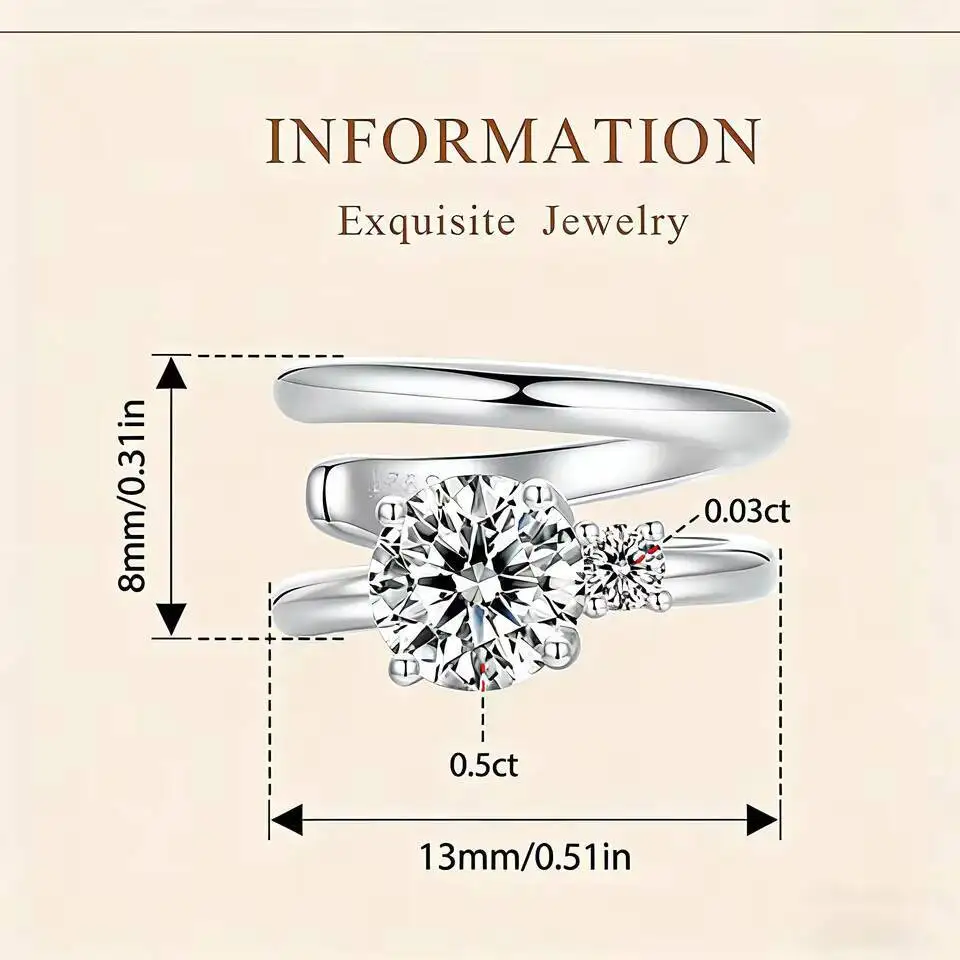 Taoyu 0.5ct 여성용 우수한 컷 모이사나이트 클립 귀걸이 샤인 더블 레이어드 이어 클립 고급 주얼리 S
