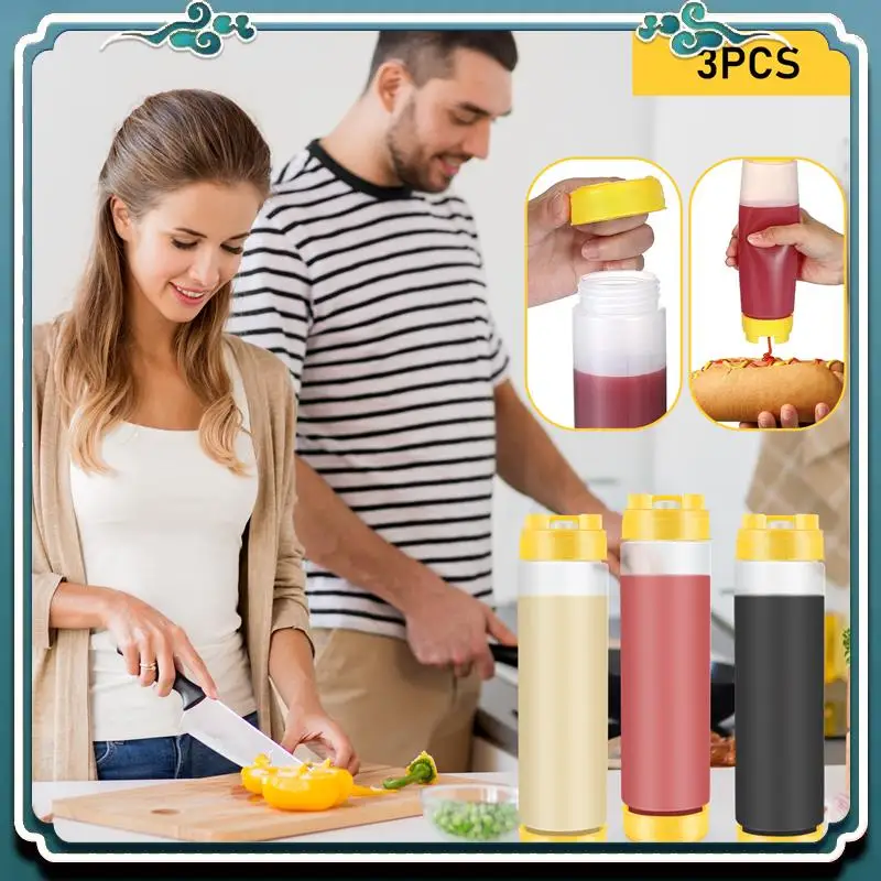 Squeeze Bottle Inverted Plastic Squeeze Bottles 16Oz Refillable Tip Large Valve Dispenser Condiment For Sauces Ketchup