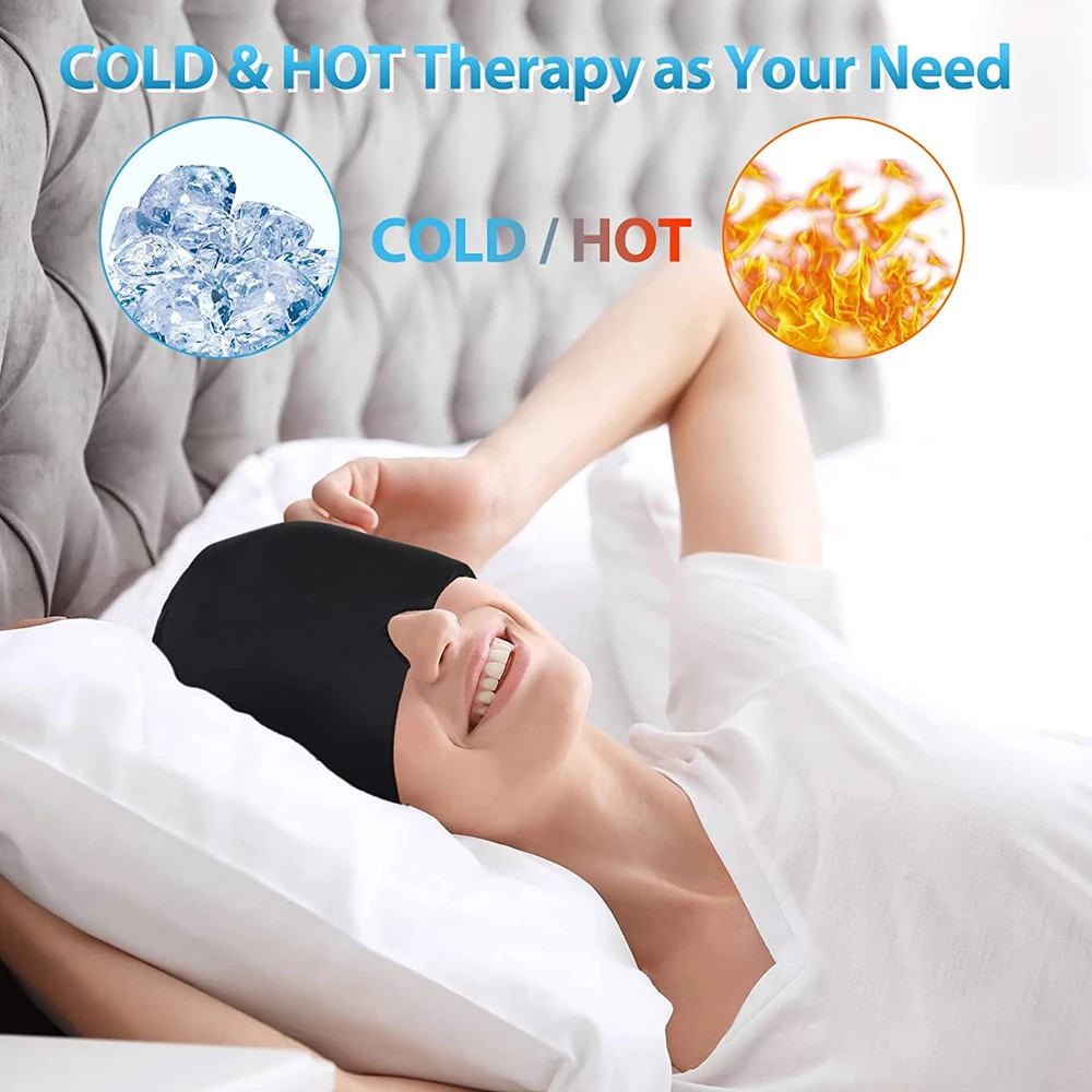 Upgraded Full Coverage Migraine Ice Head Wrap Headache Relief Hat Hot And Cold Therapy Migraine Cap Beauty Health Head Massager