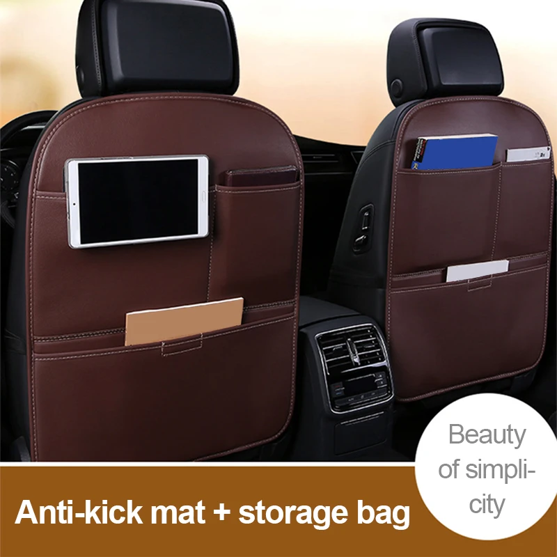 Anti Kick Pad Children Leather Universal Car Interior Seat Back Protector Cover Storage Pocket Auto Organizer car seat protector car seat organizer