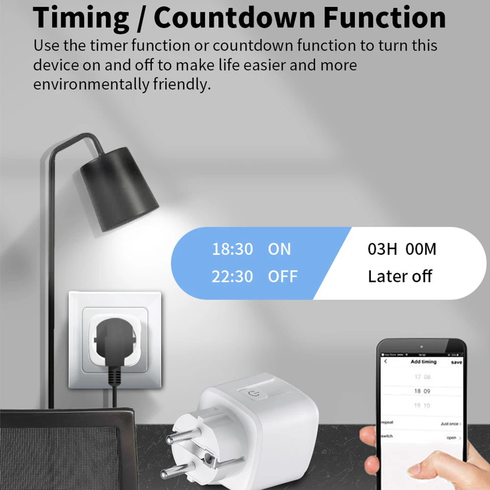 AXUS ZigBee Smart Plug EU 16A Adapter Power Monitor APP Remote Control Tuya Smart For Alexa Google Home Assistant