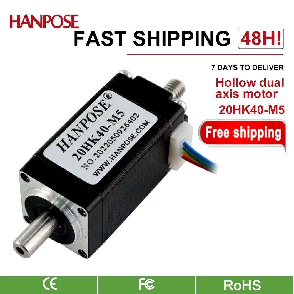 HANPOSE 20HK40-M5 0.8A 0.03N.M 중공 이축 20 스테퍼 모터 3D 프린터 부품용 Nema8 스테퍼 모터