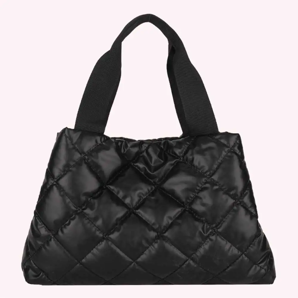 Women Quilted Hobo Handbag Large Capacity Puffer Shoulder Bag Soft Solid Color Portable Cotton for Shopper Travel