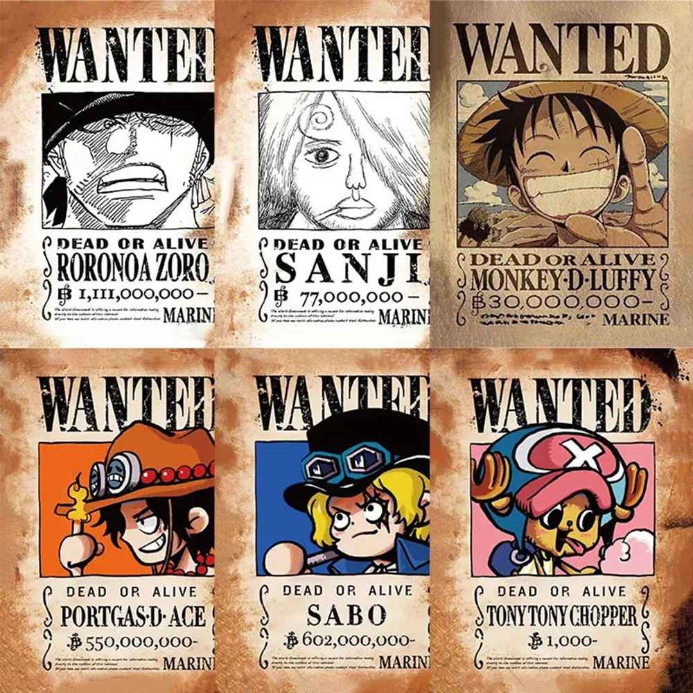 10/30/60pcs One Piece Wanted Posters Anime Stickers for Kids Luffy Zoro Cartoon Decal Cool Graffiti Skateboard Laptop Stationery wanted dead ps5
