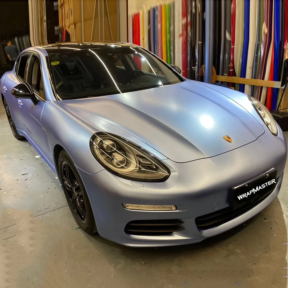 Wrapmaster Satin Metallic Mist Blue Vinile Adesivo Auto Wrapping Film Involucri Per Veicoli