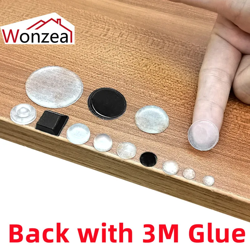 Door Stopper Cabinet Rubber Silicone Pads Transparent Black