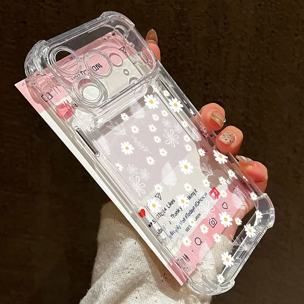 Chic Floral Airbag Corner Clear Phone Case