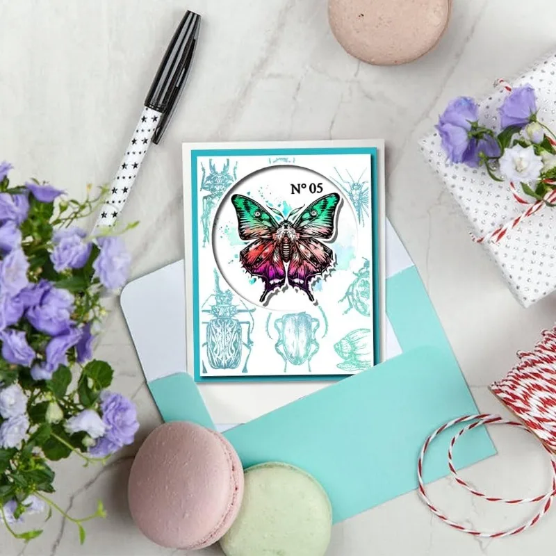 1pc 곤충 DIY Scrapbooking 나비를위한 클리어 스탬프 잠자리 컬렉션 실리콘 스탬프 물개 카드 용 투명 스탬프